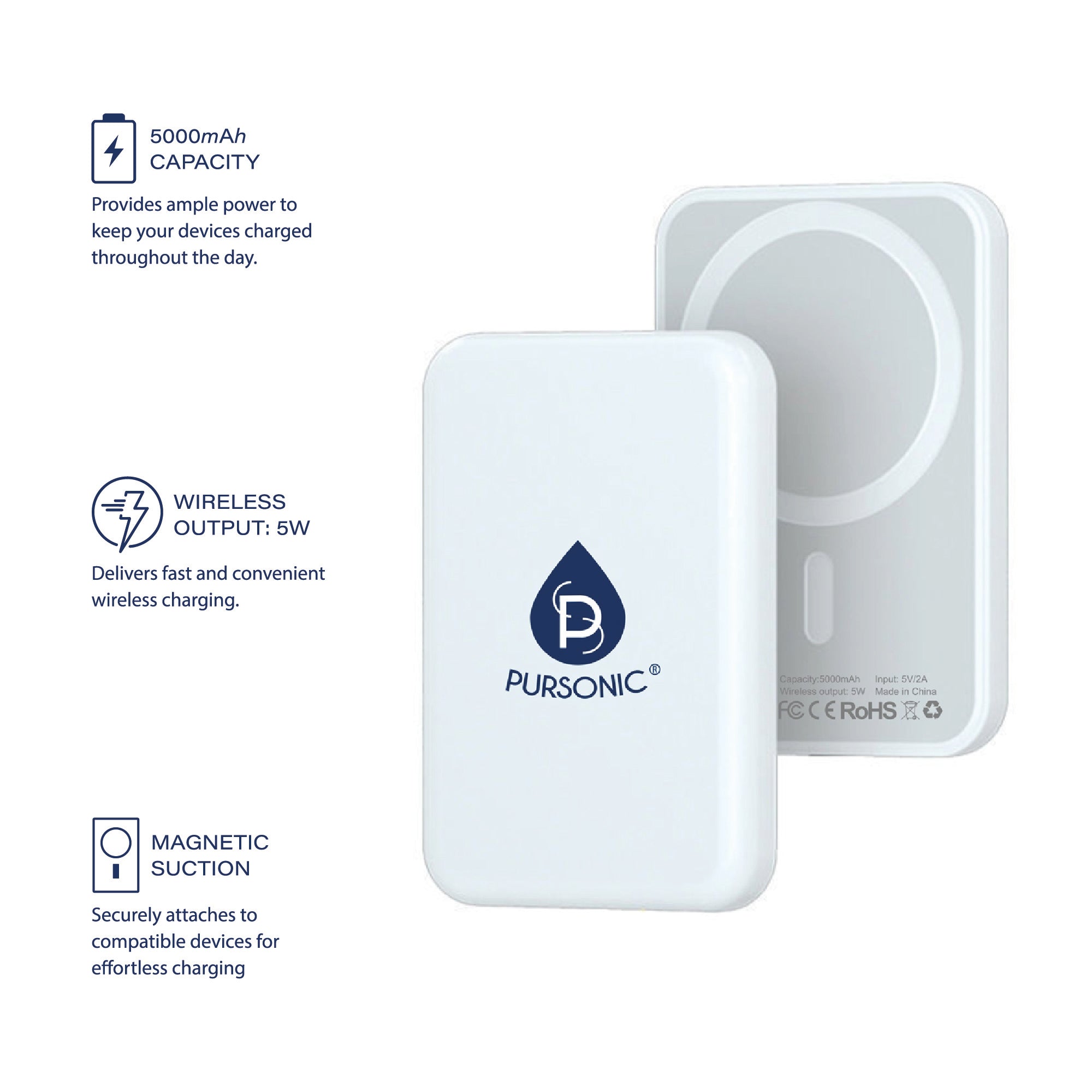 Wireless Magnetic Power Bank 5000mAh — Slim, Pocket-Size, Cable-Free