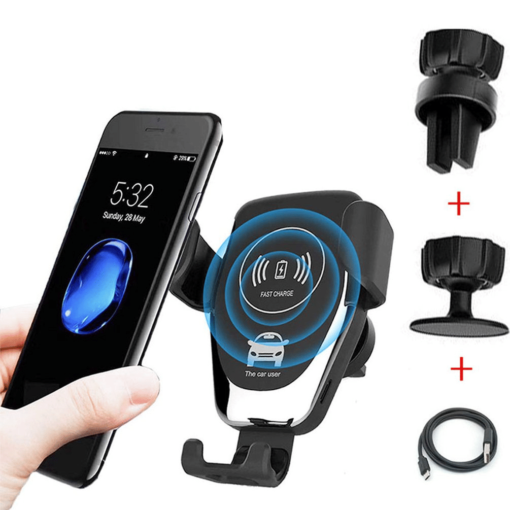 10W Wireless Car Charger Mount — Auto-Clamping, Works with iPhone & Android